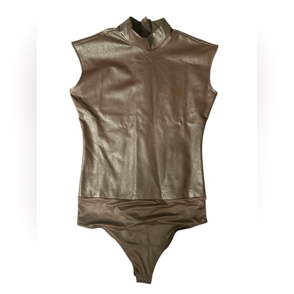 SPANX Tops - SPANX NWOT Chocolate Brown Bodysuit | Sleeveless Mock Neck Shaper